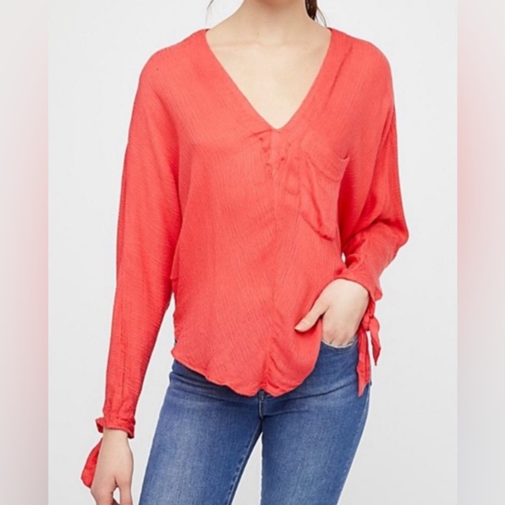 Free People Gauze Red Rouge Top Size XS